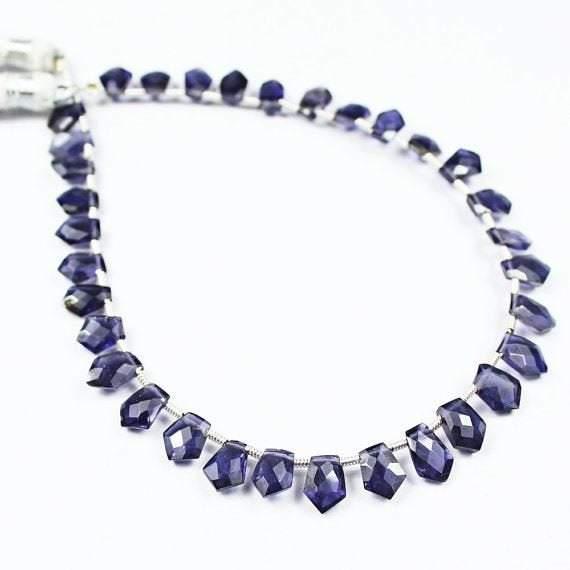 Natural Blue Iolite Faceted Fancy Unique Drop Loose Beads Strand 8" 5.5mm 7.5mm - Jalvi & Co.