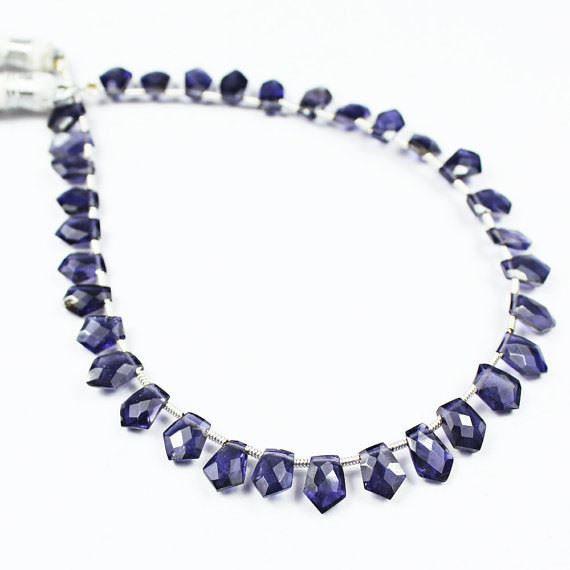 Natural Blue Iolite Faceted Fancy Unique Drop Loose Beads Strand 8" 9mm 11mm - Jalvi & Co.