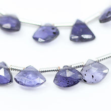 Load image into Gallery viewer, Natural Blue Iolite Faceted Heart Drop Beads 10mm 12mm 4inches - Jalvi &amp; Co.