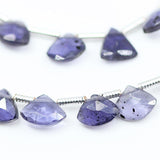 Natural Blue Iolite Faceted Heart Drop Beads 10mm 12mm 4inches