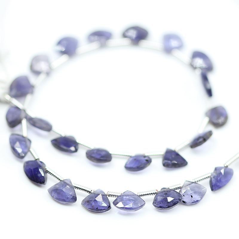 Natural Blue Iolite Faceted Heart Drop Beads 10mm 12mm 4inches - Jalvi & Co.