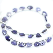 Load image into Gallery viewer, Natural Blue Iolite Faceted Heart Drop Beads 10mm 12mm 4inches - Jalvi &amp; Co.