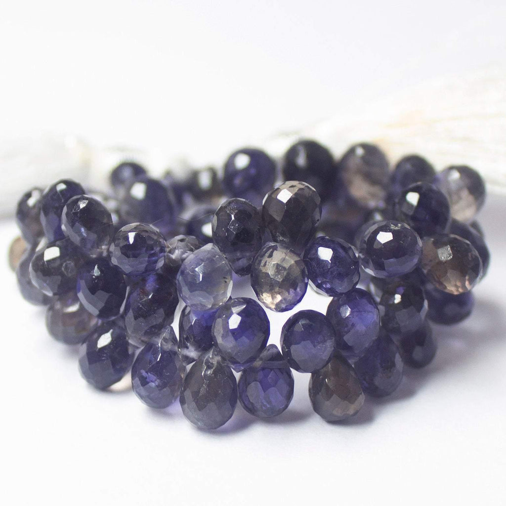 Natural Blue Iolite Faceted Teardrop Beads 7mm 9.5mm 8inches - Jalvi & Co.