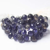 Natural Blue Iolite Faceted Teardrop Beads 7mm 9.5mm 8inches