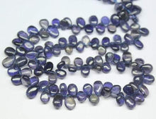 Load image into Gallery viewer, Natural Blue Iolite Smooth Pear Drop Briolette Gemstone Loose Bead 14&quot; 5mm 7mm - Jalvi &amp; Co.