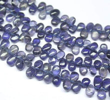 Load image into Gallery viewer, Natural Blue Iolite Smooth Pear Drop Briolette Gemstone Loose Bead 14&quot; 5mm 7mm - Jalvi &amp; Co.