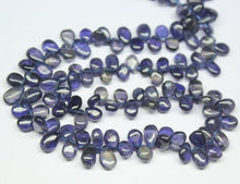 Load image into Gallery viewer, Natural Blue Iolite Smooth Pear Drop Briolette Gemstone Loose Beads 14&quot; 6mm 9mm - Jalvi &amp; Co.