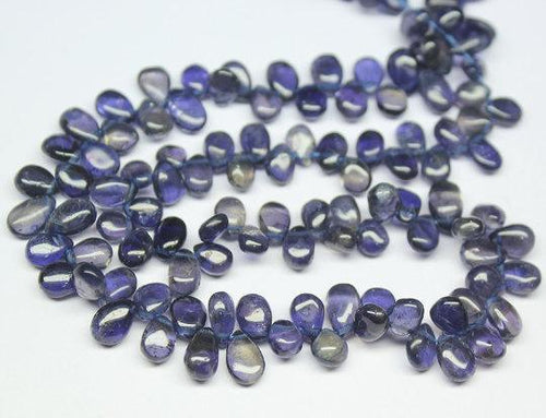 Natural Blue Iolite Smooth Pear Drop Briolette Gemstone Loose Beads 14