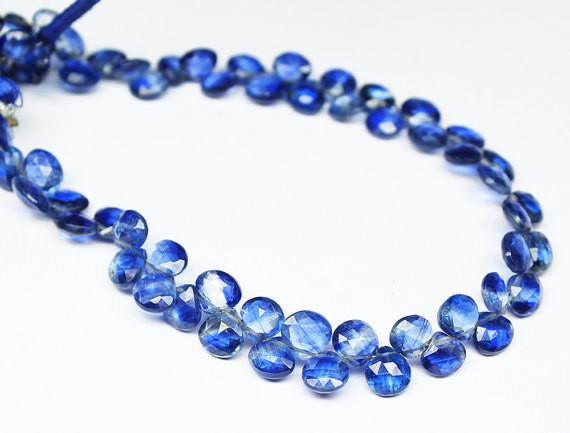 Natural Blue Kyanite Faceted Heart Beads 5mm 8.5mm 9inches - Jalvi & Co.