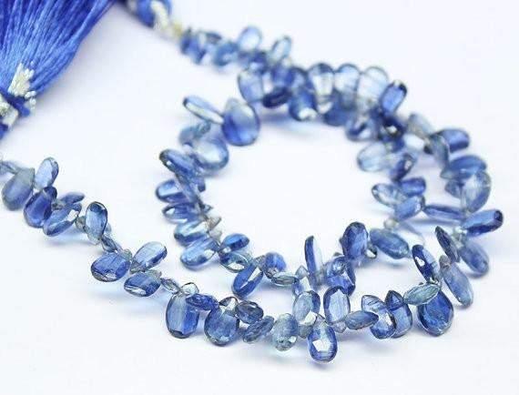 Natural Blue Kyanite Faceted Pear Drop Beads 7mm 9mm 8.5inches - Jalvi & Co.