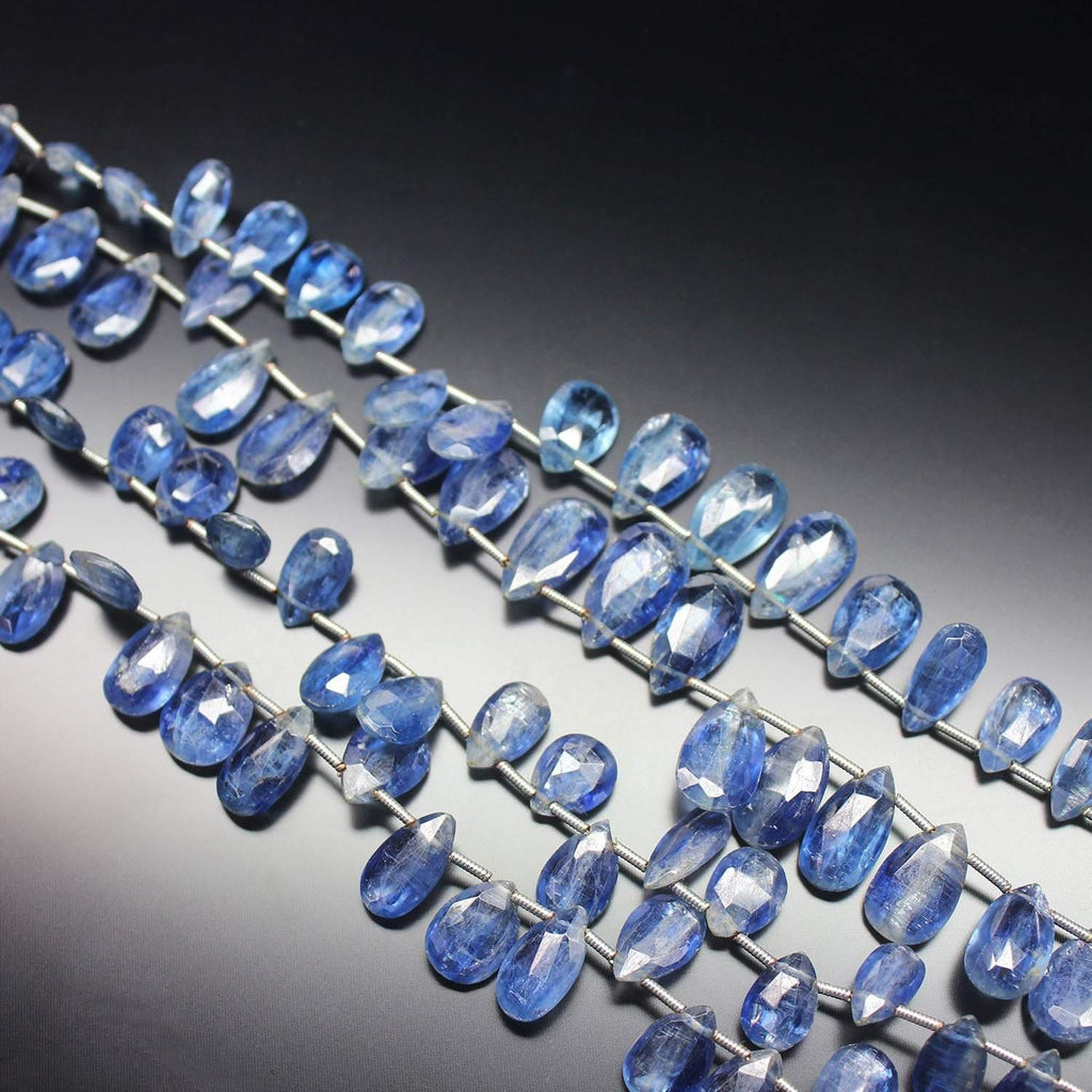 Natural Blue Kyanite Faceted Pear Drops Gemstone Loose Beads Strand 12mm 13mm 4" - Jalvi & Co.