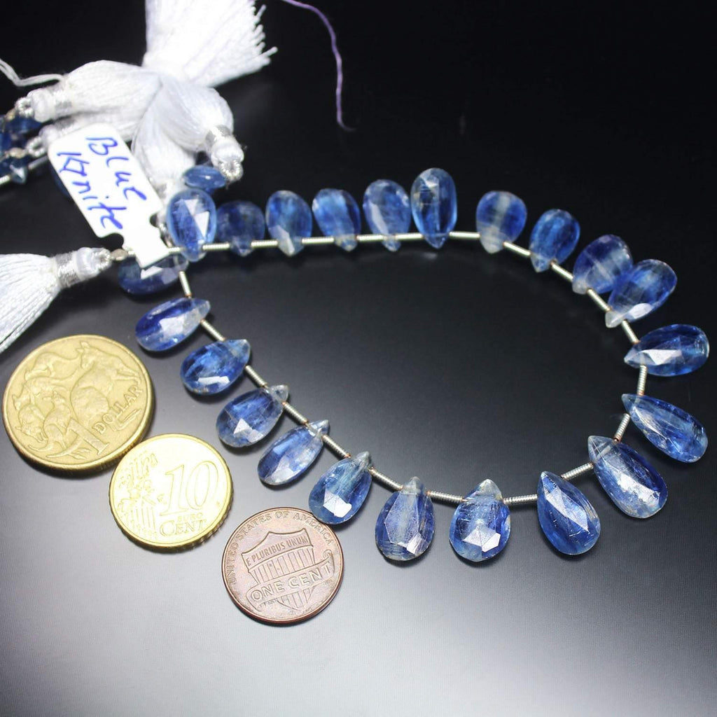 Natural Blue Kyanite Faceted Pear Drops Gemstone Loose Beads Strand 12mm 13mm 4" - Jalvi & Co.