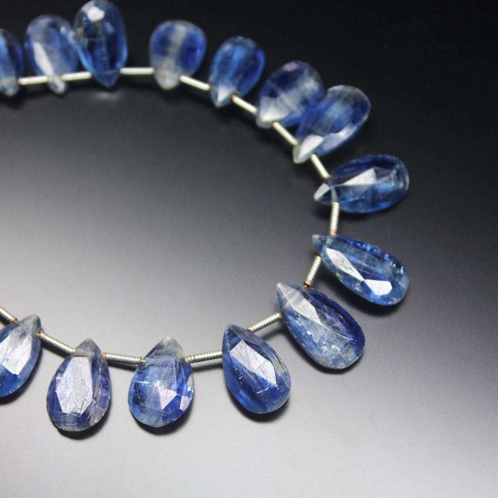 Natural Blue Kyanite Faceted Pear Drops Gemstone Loose Beads Strand 12mm 13mm 4" - Jalvi & Co.