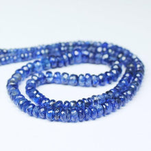 Load image into Gallery viewer, Natural Blue Kyanite Faceted Rondelle Beads 4mm 5mm 7inches - Jalvi &amp; Co.