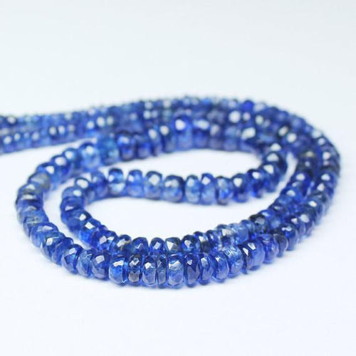 Natural Blue Kyanite Faceted Rondelle Beads 4mm 5mm 7inches - Jalvi & Co.
