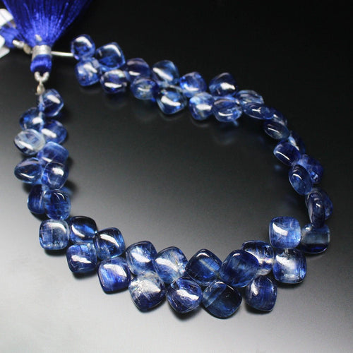 Natural Blue Kyanite Smooth Cushion Drops Gemstone Loose Beads Strand 7mm 8mm 4