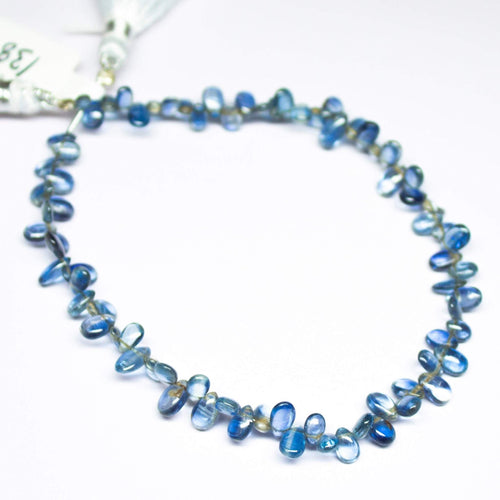 Natural Blue Kyanite Smooth Polished Pear Drop Gemstone Loose Beads 5mm 6mm 4
