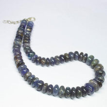Load image into Gallery viewer, Natural Blue Kyanite Smooth Rondelle Beads Necklace 8mm 14.5mm 16inches - Jalvi &amp; Co.
