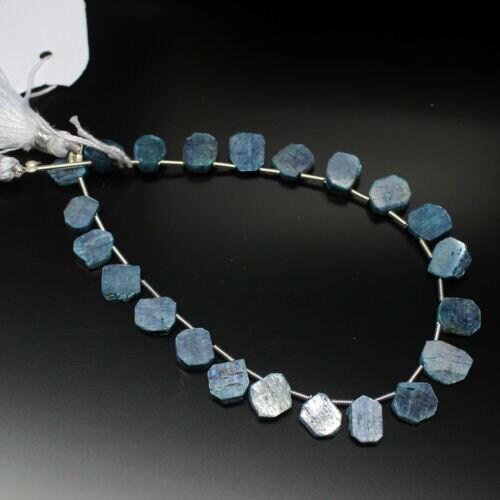 Natural Blue Kyanite Uncut Oval Slice Loose Gemstone Beads Strand 7pc 10mm 12mm - Jalvi & Co.