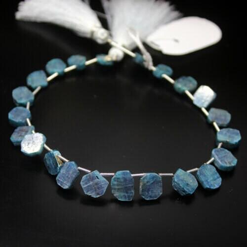 Natural Blue Kyanite Uncut Oval Slice Loose Gemstone Beads Strand 7pc 10mm 12mm - Jalvi & Co.