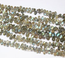 Load image into Gallery viewer, Natural Blue Labradorite Briolette Tear Drop Loose Gemstone Beads 9&quot; 7mm 9mm - Jalvi &amp; Co.