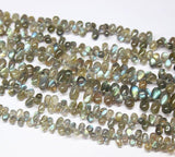 Natural Blue Labradorite Briolette Tear Drop Loose Gemstone Beads 9