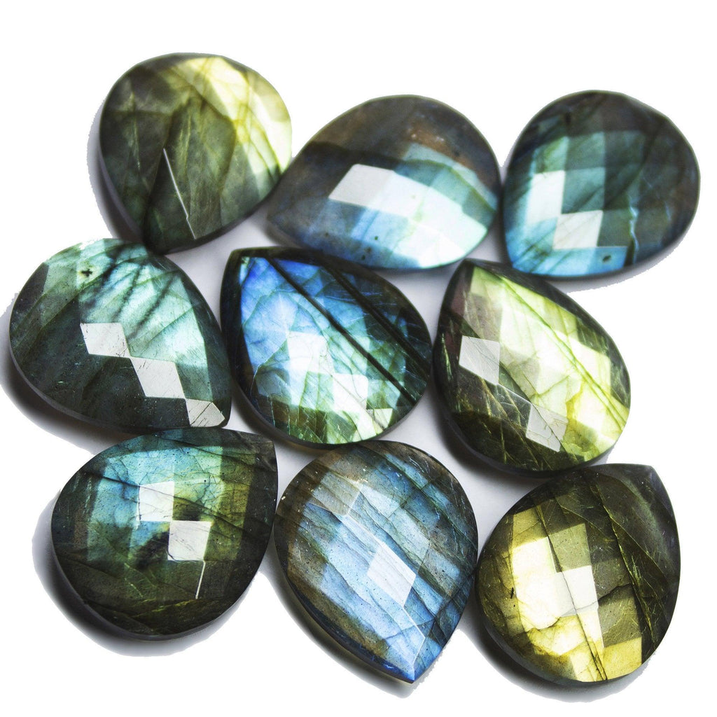 Natural Blue Labradorite Faceted Pear Drop Gemstone Loose Beads 1pc 16x12mm - Jalvi & Co.