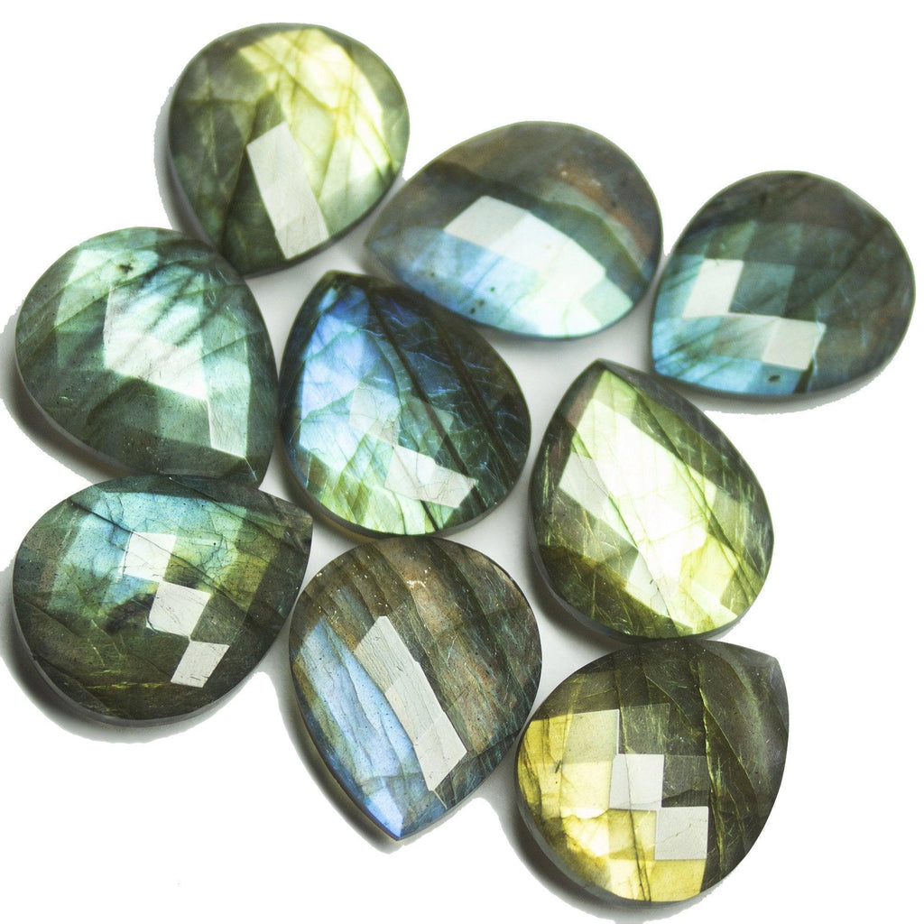 Natural Blue Labradorite Faceted Pear Drop Gemstone Loose Beads 1pc 16x12mm - Jalvi & Co.