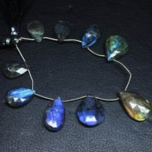 Load image into Gallery viewer, Natural Blue Labradorite Faceted Pear Drop Gemstone Loose Beads 8&quot; 18mm 31mm - Jalvi &amp; Co.