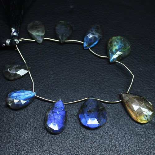 Natural Blue Labradorite Faceted Pear Drop Gemstone Loose Beads 8