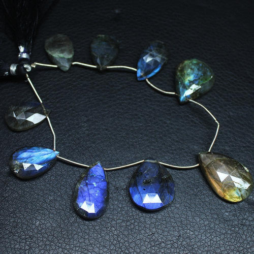 Natural Blue Labradorite Faceted Pear Drop Loose Gemstone Beads 8