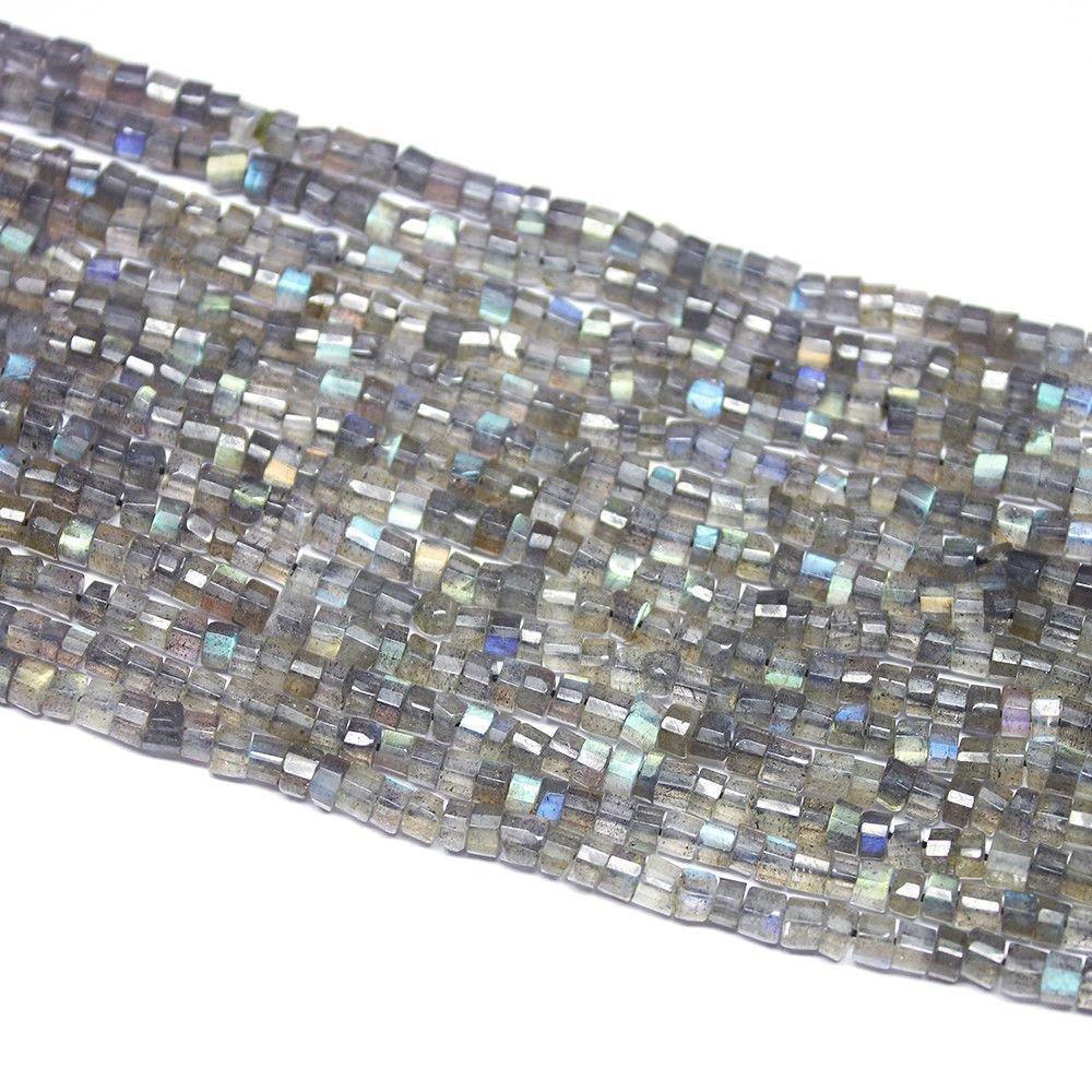 Natural Blue Labradorite Faceted Tyre Spacer Loose Gemstone Beads Strand 4mm 15" - Jalvi & Co.