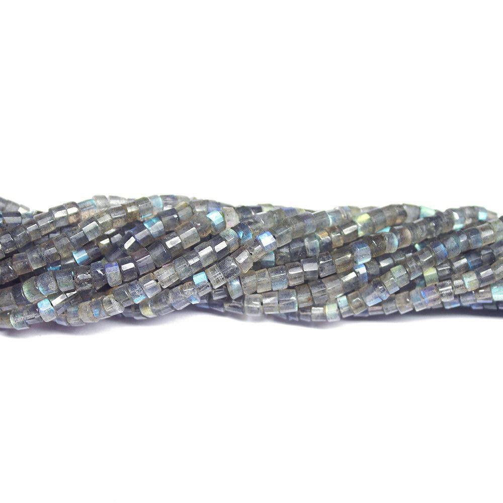 Natural Blue Labradorite Faceted Tyre Spacer Loose Gemstone Beads Strand 4mm 15" - Jalvi & Co.