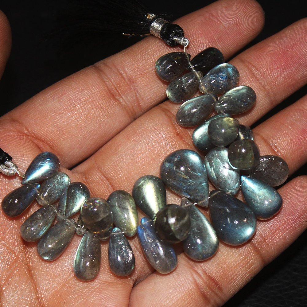 Natural Blue Labradorite Smooth Tear Drop Gemstone Loose Beads 10mm 17mm 4.5" - Jalvi & Co.