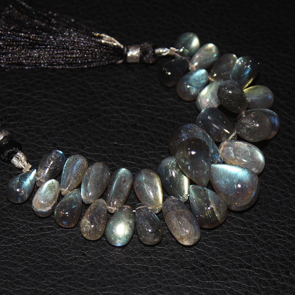 Natural Blue Labradorite Smooth Tear Drop Gemstone Loose Beads 10mm 17mm 4.5" - Jalvi & Co.