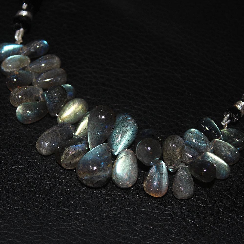 Natural Blue Labradorite Smooth Tear Drop Gemstone Loose Beads 10mm 17mm 4.5" - Jalvi & Co.