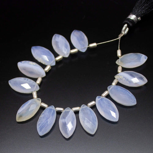 Natural Blue Lace Agate Faceted Marquise Beads 16x8mm 13pc - Jalvi & Co.