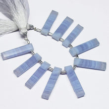 Load image into Gallery viewer, Natural Blue Lace Agate Faceted Rectangle Long Stick Beads 27mm 30mm 10pc - Jalvi &amp; Co.