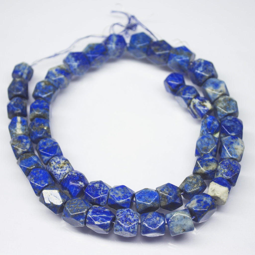 Natural Blue Lapis Lazuli Faceted Box Square Beads 8mm 10mm 17inches - Jalvi & Co.