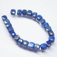 Load image into Gallery viewer, Natural Blue Lapis Lazuli Faceted Box Square Beads 8mm 9mm 7inches - Jalvi &amp; Co.