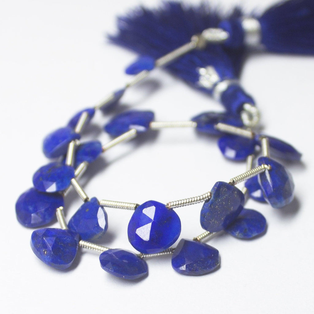 Natural Blue Lapis Lazuli Faceted Heart Drop Beads 7mm 10.5mm 8inches - Jalvi & Co.