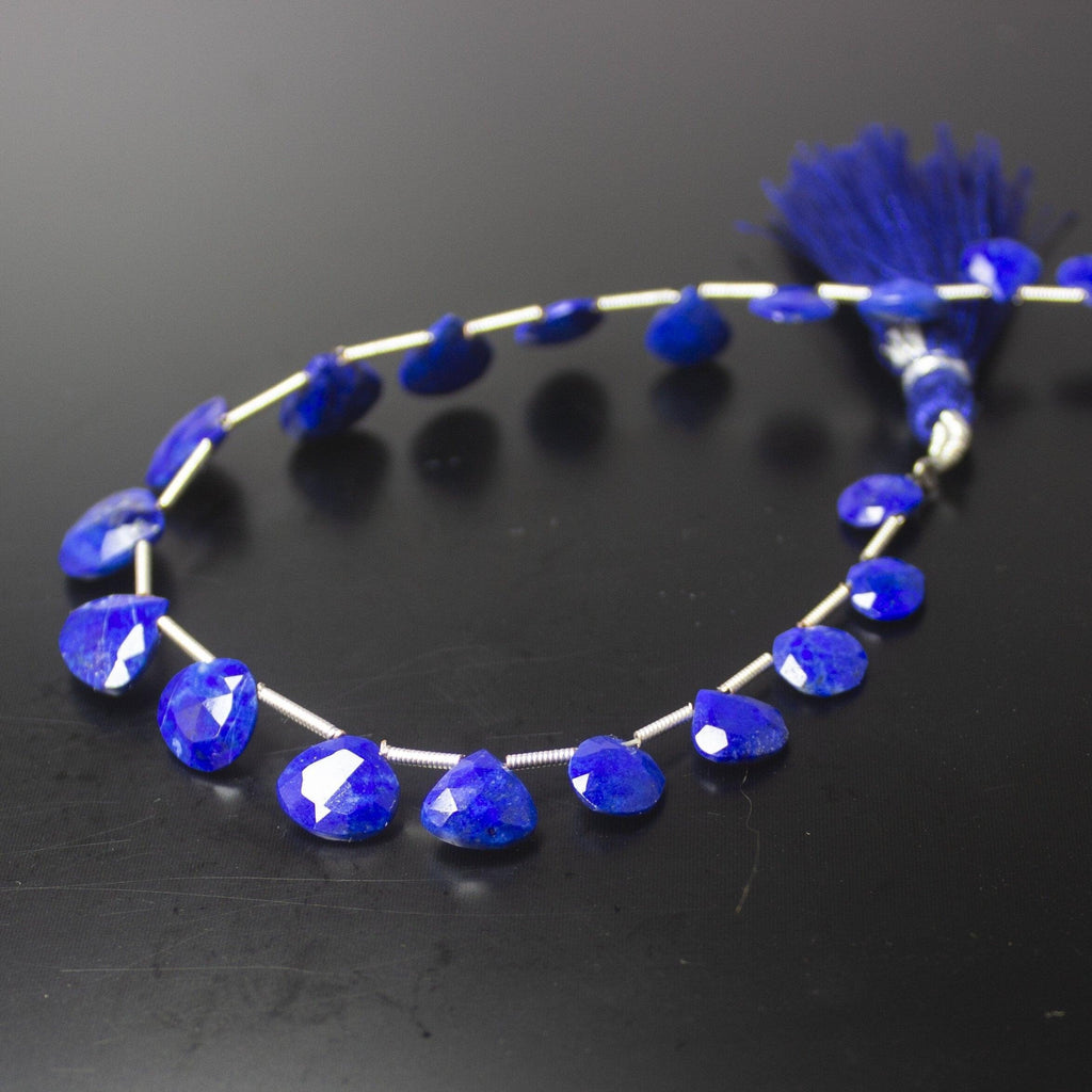 Natural Blue Lapis Lazuli Faceted Heart Drop Beads 7mm 10.5mm 8inches - Jalvi & Co.