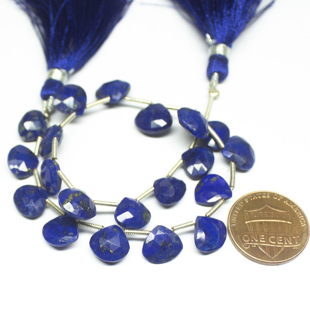 Natural Blue Lapis Lazuli Faceted Heart Drop Beads 8mm 9.5mm 8inches - Jalvi & Co.