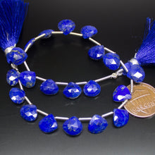 Load image into Gallery viewer, Natural Blue Lapis Lazuli Faceted Heart Drop Beads 8mm 9.5mm 8inches - Jalvi &amp; Co.