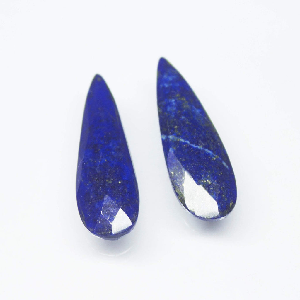 Natural Blue Lapis Lazuli Faceted Pear Drop Beads 30x10mm 2pc - Jalvi & Co.