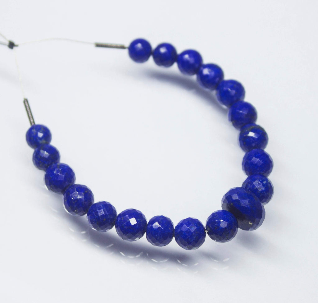 Natural Blue Lapis Lazuli Faceted Round Beads 6mm 9mm 4inches - Jalvi & Co.