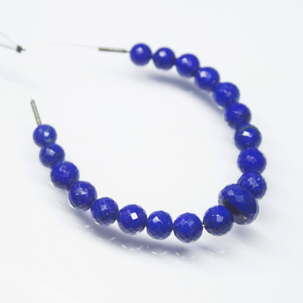 Natural Blue Lapis Lazuli Faceted Round Beads 6mm 9mm 4inches - Jalvi & Co.