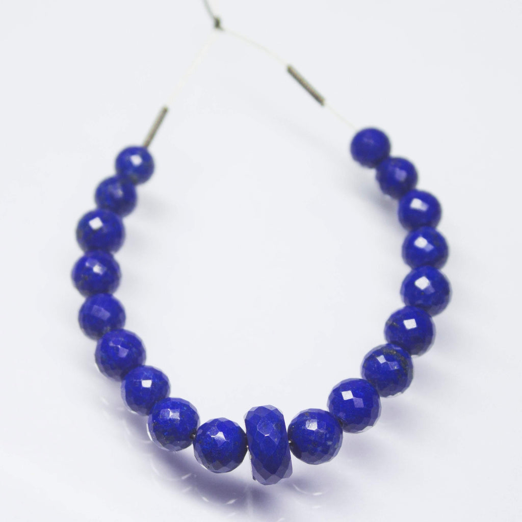 Natural Blue Lapis Lazuli Faceted Round Beads 6mm 9mm 4inches - Jalvi & Co.