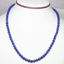 Load image into Gallery viewer, Natural Blue Lapis Lazuli Faceted Round Beads Necklace 5mm 7mm 20inches - Jalvi &amp; Co.