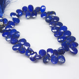 Natural Blue Lapis Lazuli Faceted Tear Drop Beads 10mm 12mm 9inches